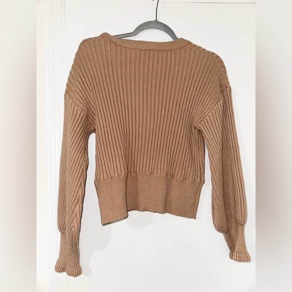 Tan Pearl Button Rib-Knit Cardigan - Picture 10 of 10